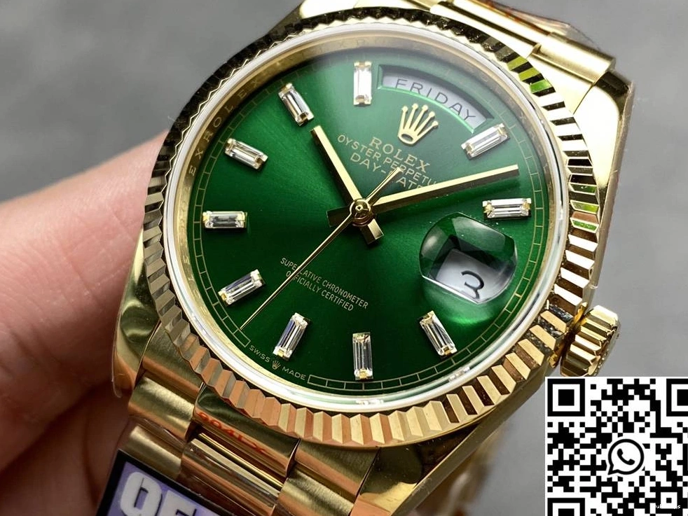 Rolex Dial Date Day Yellow QF M128238-0130 Green 36mm Steel SmoothTexture 1000 Factory v5 Tungsten Gold 0724